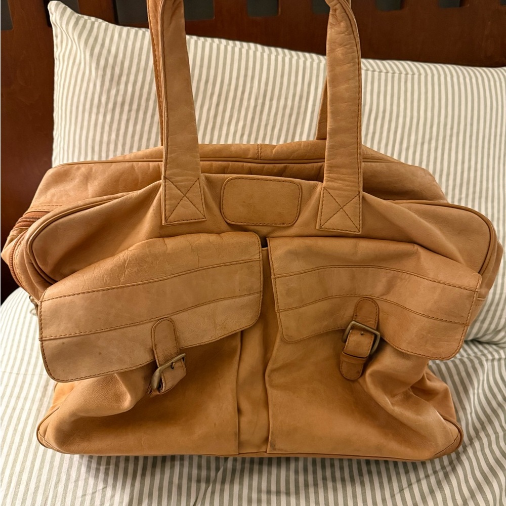Tan Leather Tote Bag